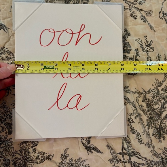 Set of 2 Canvas Wall Art Prints featuring French Expressions in Script - Picture 6 of 6